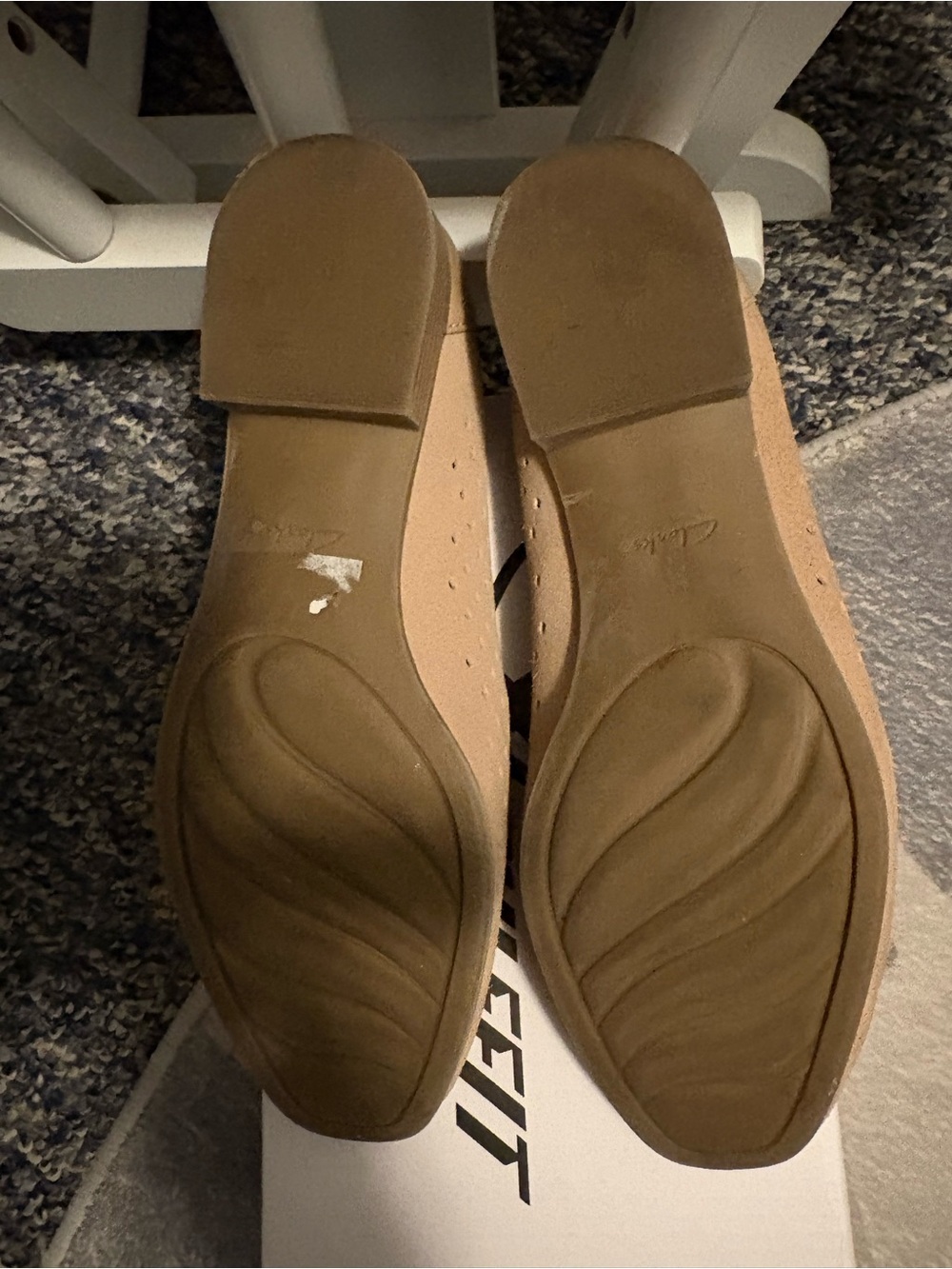 Clarks Beige Perforated Slip-On Loafers - Picture 2 of 4